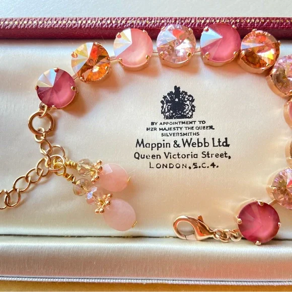 Gorgeous Rose Gold 8 inch Bracelet with 12mm Rivolis in all shades of Rose Gold! - Picture 3 of 4